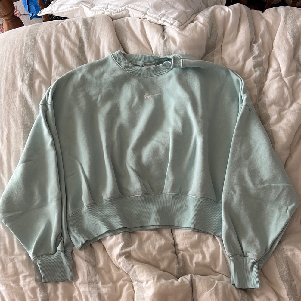 Nike Oversized Cropped Hoodie - Ice Blue